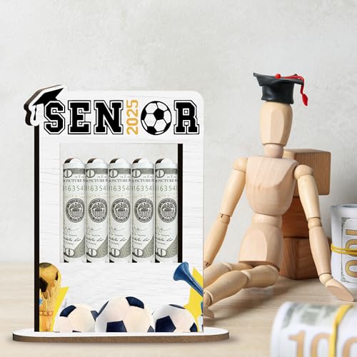 2025 Graduation Gift Money Holder Frame, Class of 2025 Grad Banknote Holder, Football Wooden Money Cash Personalized Football Highschool Gifts for Her Him, Graduation Party Decoration-A073