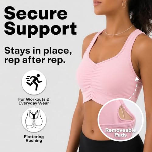 Image of POPSUGAR Sports Bras for Women - Y Back, High Neck, Strappy & Long Line Padded Racerback Bra Workout Yoga Top Racer Back Bra