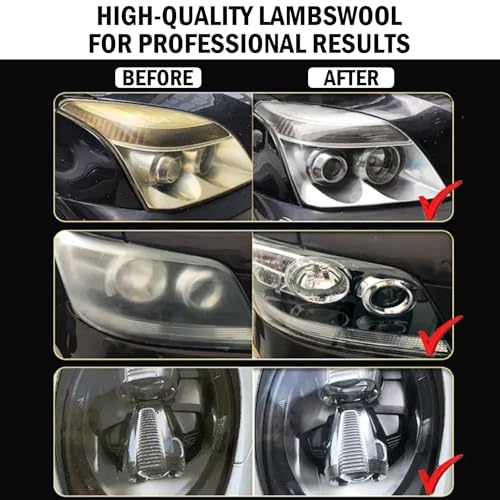 KAIYAYA Polierhauben,6 Stück Weißes Wollvlies Polierdeckel,Polierhauben-Set Weicher Stoff,Keine Beschädigung des Autolacks,Polierhaubenset für 220mm-250mm Auto-Poliermaschine zum Wachsen Autopolieren