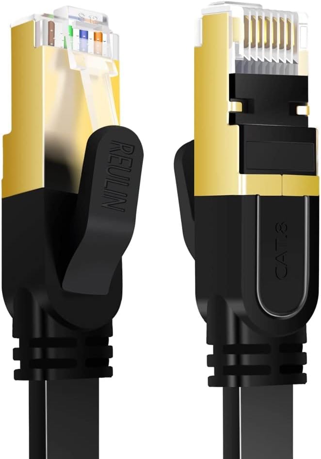 Reulin Ultra-Flexible, CAT8 Flat Ethernet Cable 5M, LAN Network Cable CAT 8 40-G, Internet Cable (5 M)