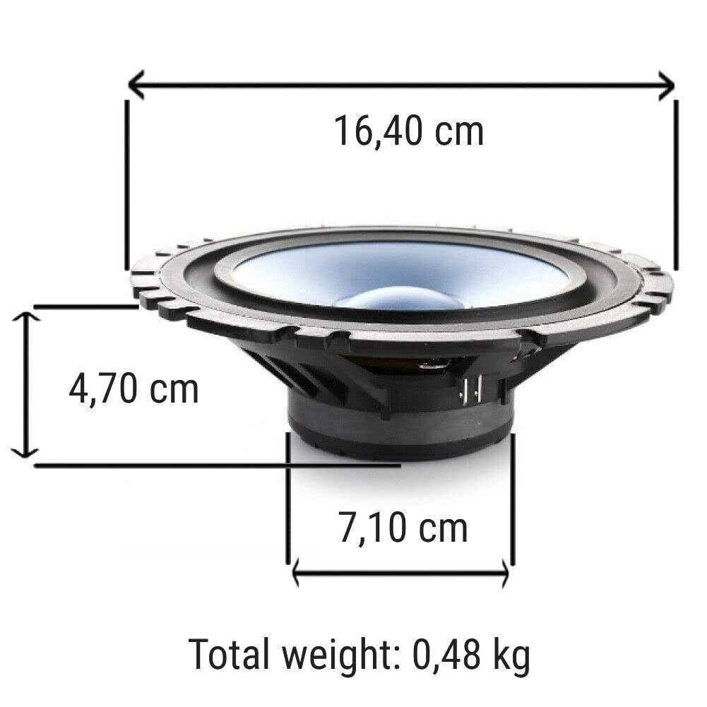 1 zestaw 2-drożny kompatybilny z ALPINE SXE-17CS 6,5" 16,50 cm 165 mm średnica 45 W rms 280 W maks. 4 omy Drzwi do drzwi, w parach + 5 bezpłatnych naklejek