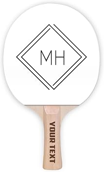 Custom Ping Pong Paddle with Name or Initials Choose from 12 Personalized Designs Printed on ITTF Approved White Rubber Fun Gift for Ping Pong Lovers Quality Paddle for Casual Play