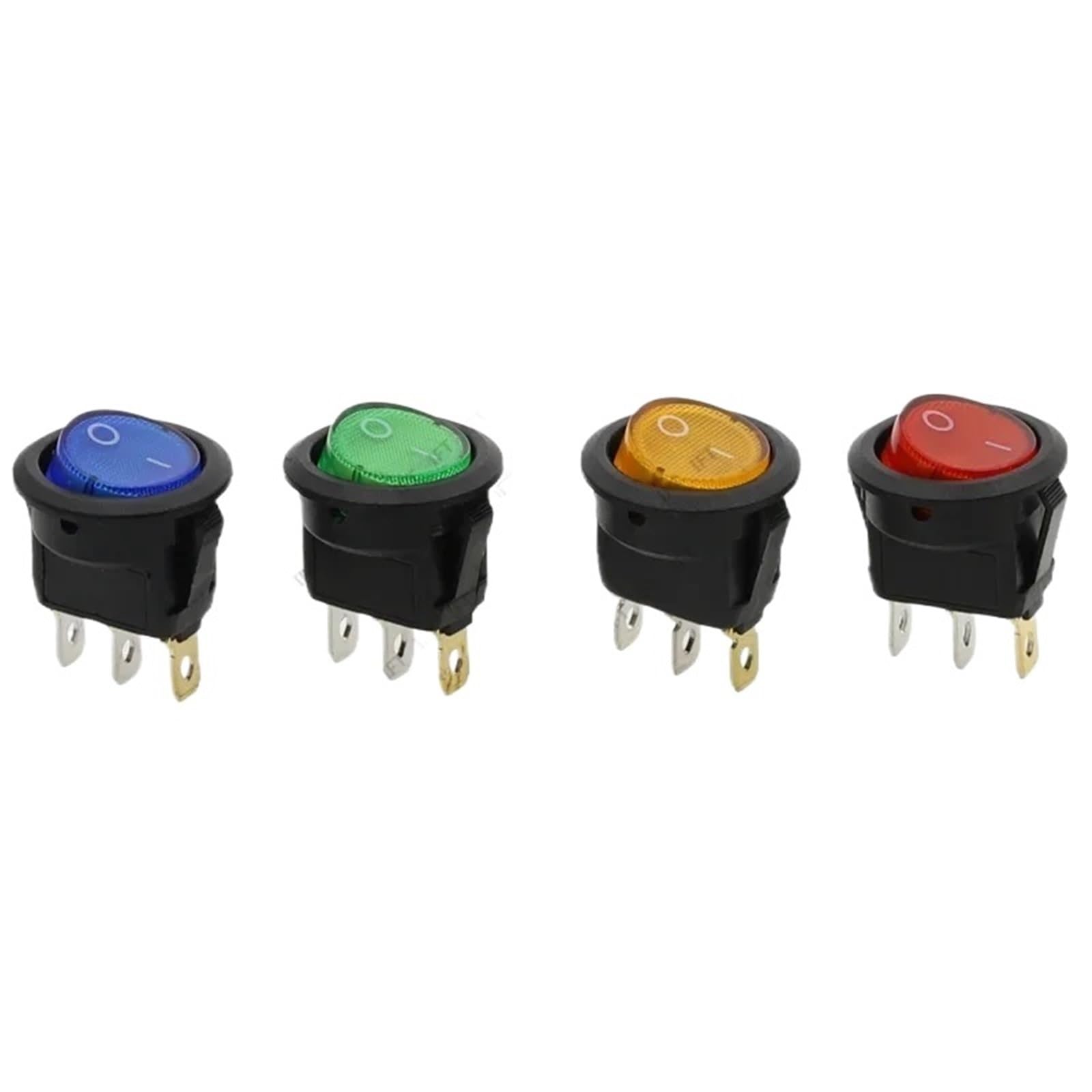 10 szt. KCD1 12 V 20 A / 220 V 10 A ON/OFF 20 mm okrągły przełącznik Rocker LED podświetlany samochód deska rozdzielcza Van z oświetleniem (niebieski, DC 12 V)