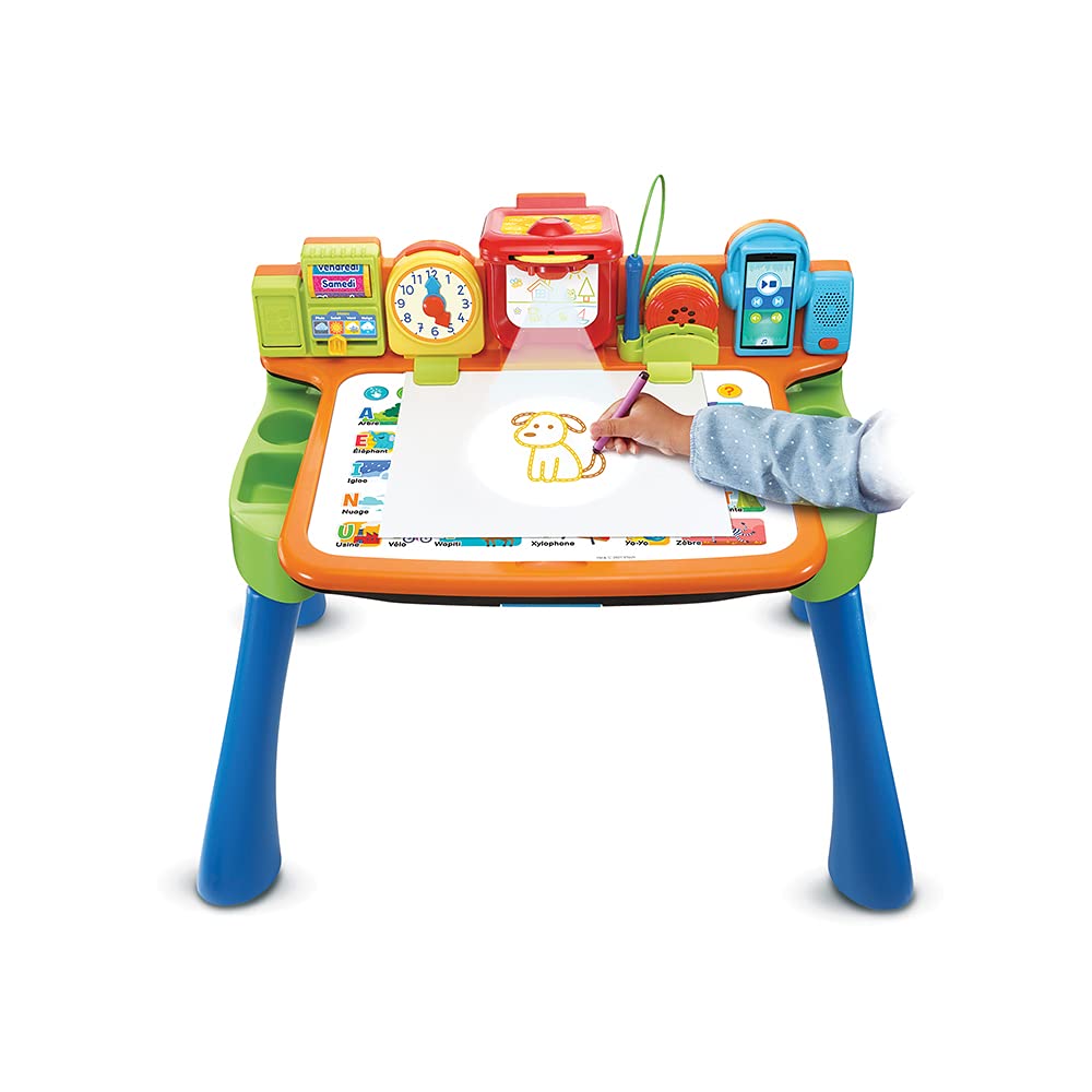 VTech Magi Bureau Interactif 5 en 1 Bureau Enfant avec Tabouret Écran Lumineux Projecteur d'Images Chevalet à Dessin Tableau Noir à Craie Cadeau Enfant Dès 3 Ans
