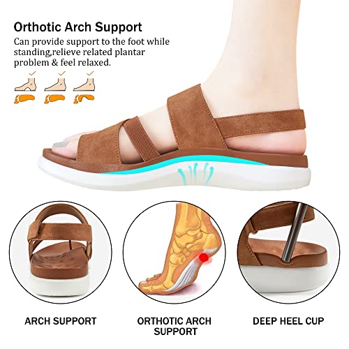 Orthopedic Sandals For Women Plantar Fasciitis Walking Flip Flops With Arch Support Comfy Athletic Sport Hiking Sandals Adjustable Hook Loop Bunion Walking Sandals Women Outdoors #TOP1