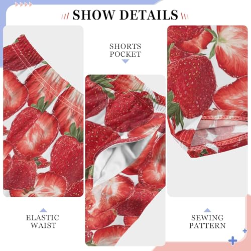 Pink Pattern Strawberries Pajama Lounge Pants with Pockets Sleepwear Soft Elastic Waist PJ Bottoms 6-14 Years4