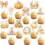 Gyufise 36Pcs A Little Pumpkin is on the Way Cupcake Toppers Carriages Floral Pumpkin Baby Shower Cake Decorations for Baby Boy Girl First Birthday Gender Reveal Party Supplies Favors Orange
