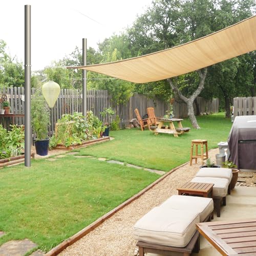 Lonseng Shade Sail Poles, Heavy Duty Sun Shade Poles, Screw in Poles for Sun Shades Outdoor, 12 Ft Sun Shade Sail Poles with D-Clamps, 2.28" Sun Shade Pole Kit for Ground Soil Backyard, 2 Packs - Thumbnail 4