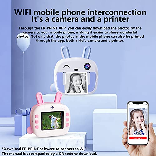 Kb Kaibo Instant Print Camera For Kids, Zero Ink Kids Camera 1080P Hd, 3 Rolls Print Paper, 32G Sd Card, 12 Color Pencils, Video Camera For Kids 3-14, Support Wifi Connect Portable Digital Camera #TOP3