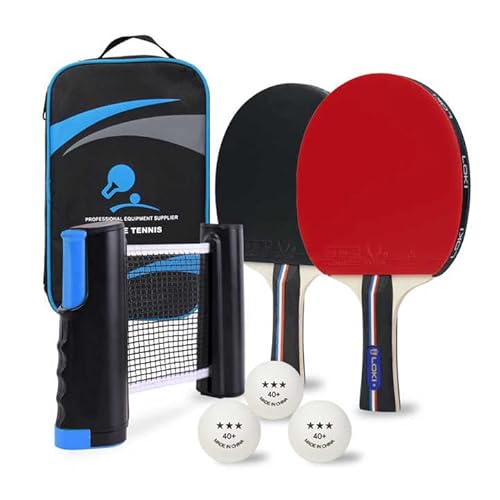 LOKI Ensemble raquette de tennis de table avec filet et balles 3 étoiles – Raquette de tennis de table de qualité supérieure avec homologation ITTF – Filet extensible – Sac de transport