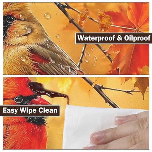 Fall Birds Round Fitted Tablecloth with Elastic Edge,Water-Resistant Orange Autumn Maple Leaf Bird Table Cover for 44-48" Found Tables Autumn Harvest Thanksgiving Table Cloth for Dinner,Outdoor,Patio by Czeservior - Used condition - Image 4
