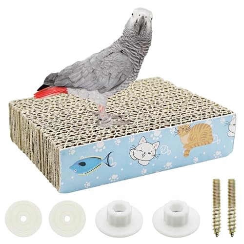 Image of Bird Perch Stand, Parrot Toys Parrot Chew Toys, Parrot Cardboard Bird Chew Toys Shredder Foraging Toys for Parakeet Parrot, Cockatiel, Conure, Lovebirds, S