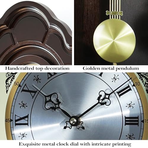 Image of AYRELY 36IN Big Grandfather Vintage Wall Clock with Pendulum and Chime, Hour /Quarter-Hour Chime, Ash Wooden Frame, Large Vintage Wall Clock for Living Room,Home Decor Gift