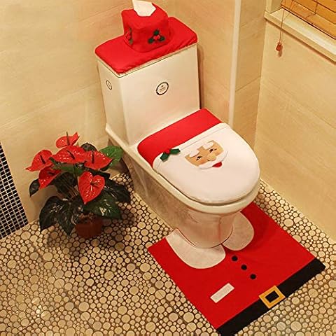SEASHORE TREE Christmas Toilet Seat Cover Christmas Decoration Toilet Seat Set with Seat Cover (Christmas Toilet) Cover