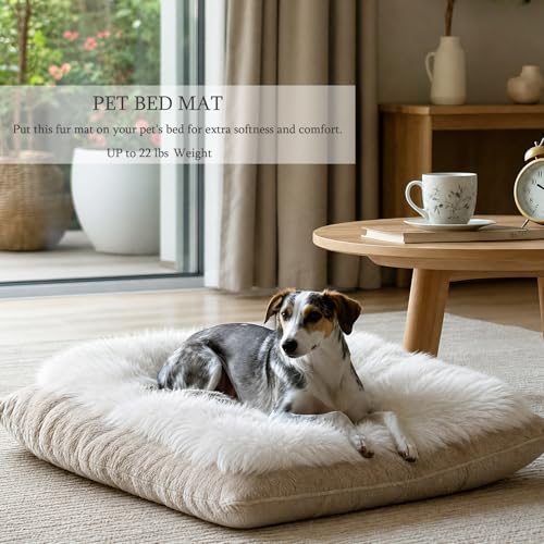 Fluffy Cat Bed Mat 19.6"x31.4" Furry Small Dog Cats Cushions for Indoor | White Faux Fur Fuzzy Puppy Pads for Pet Sleep - Image 4