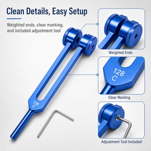 Image of 128 hz Tuning Fork for Healing Blue Meditation Tools | 128 hertz Tone Therapy Healing Instrument Diapason Chakra Sound Therapy Products Weighted Tuning Fork for Mindfulness