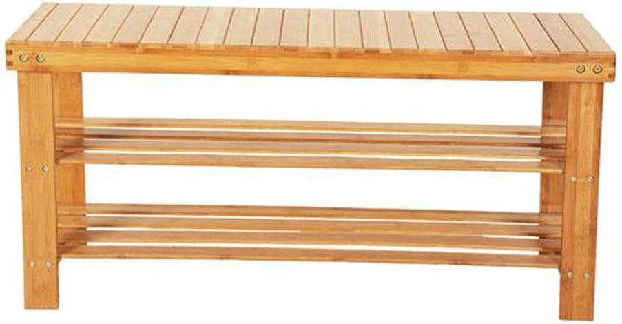 3 Tier Shoe Rack with Bench, Premium Bamboo Shoe Storage Shelf or Shoe Rack Bench, Perfect for Entryway Bathroom Living Room (Wood Color)
