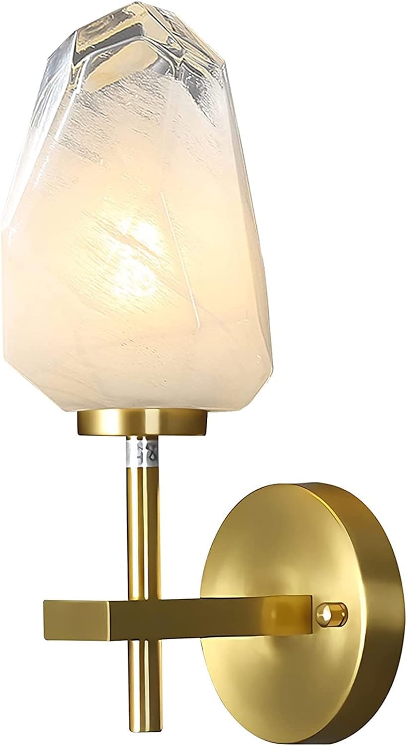 KBUUKYYXouy Wall Sconces Modern Bathroom Vanity Light Fixtures Gold with G9 Crystal Shade Brushed Brass Light