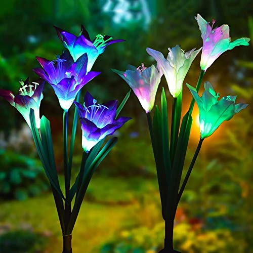 Liuqingwind 7O52WMG5UXRIWL4WMOWXJH8 Outdoor Solar Garden Stake Lights White/Multi-Color Changing Artificial Lily Solar Power Led Lamp Landscape Light thumb #1