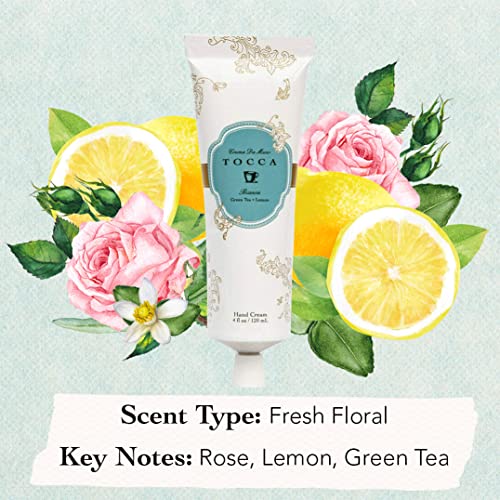 Tocca Bianca Hand Cream, 4 Oz - Rose, Lemon, Green Tea - Moisturizing, Quick Absorbing #TOP3