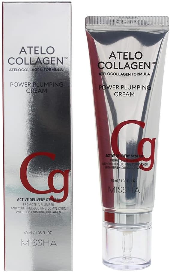 ATELO COLLAGEN 500 POWER PLUMPING CREAM - Korean Collagen Cream for face with 4 kinds of collagen - Day & Night Moisturizer