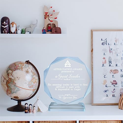 Leader Gifts, Leadership Gifts For Women Men, Appreciation Gifts For Boss, Manager, Mentor, Supervisor, Glass Award Plaque 5.7 * 5.1 Inch #TOP4