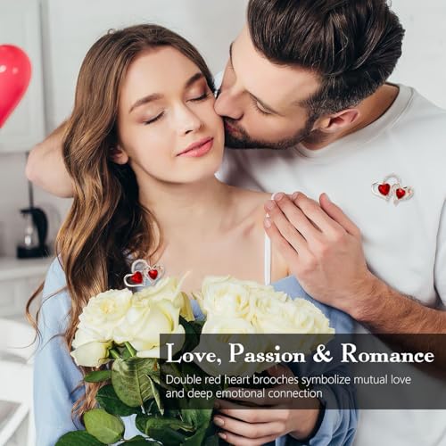 Image of Yadiana LOVE Heart Rhinestone Brooch Pin for Women Girls Fashion, Crystal Love Heart Brooches Lapel Pins Dainty Gold Brooch Stylish Clothes Accessories Valentines Christmas Jewelry Gift for Her
