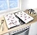 WENKO Universal Hob Cover Flamingo Kochplattenabdeckung for All Types of Cookers, Set of 2 – 52 x 30 x 0.1 cm Tempered Glass