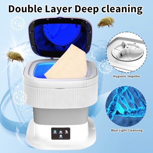 Exrp Foldable Mini Washer and Dryer Washer Machine,Cleaning Small Washer, Laundry Machine 3M Deep Cleaning for Baby Clothe, Underwear, Socks, RV Gray