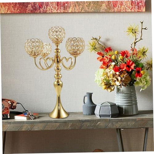 Candélabres dorés à 5 bras pour centre de table romantique - 4