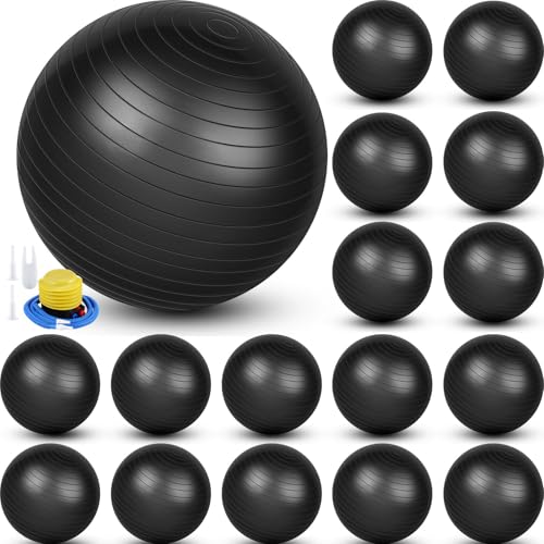 Image of Leyndo 16 Pcs 26 Inch Yoga Exercise Ball Bulk Pilates Pregnancy Birthing Fitness Ball with Quick Pump Anti Burst for Improved Posture, Balance, Yoga, Pilates, Training
