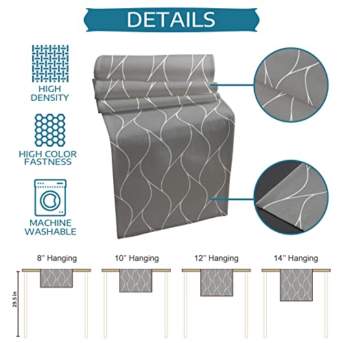 Flouky Kitchen Table Runner For Farmhouse Party Holiday Dinnner,Washable Coffee Table Runners 13X72 Inch Long, Gray Wave Geometric Abstract Pattern Table Runner Dresser Scarves Dining Table Decor #TOP6