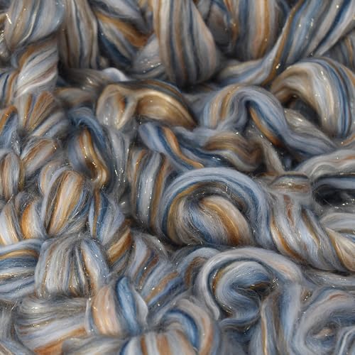 Image of Combed Top Roving. Limited Edition Fiber for Spinning, Needle Felting, Wet Felting, Weaving and Crafting. Fancy, Colorful, Exotic Designer Blend, Rubicon