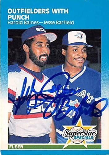 Sports Memorabilia Autograph Warehouse 344690 Harold Baines Jesse Barfield Autographed Baseball Card - Chicago White Sox Blue Jays 1986 Fleer No. 643
