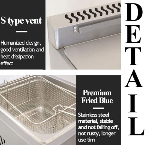 Gas-Fritteuse aus Edelstahl, kommerzielle LPG-Gas-Fritteuse – Aufsatz-Bratmaschine für Restaurant und Zuhause – inklusive Körben und Deckeln – leicht zu reinigen – Bild 7