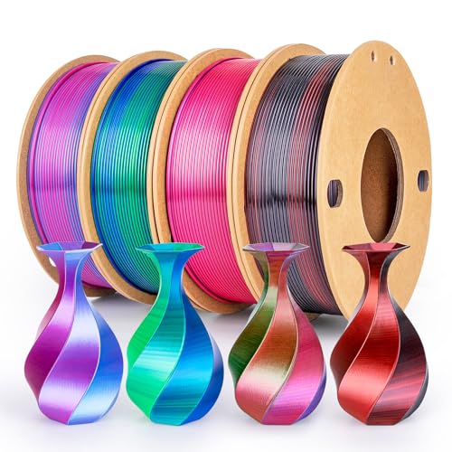 3Dgenius 3D Printer Filament Bundle Silk PLA Filament 1.75mm 3D Printing Filament Pack Silk PLA 3D Printer Filament Fit 