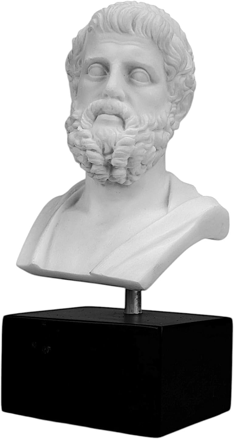Sophocles Greek Playwright Bust – 7.5" Handmade Cast Alabaster Statue | Ancient Writer Head Sculpture | Made in Greece