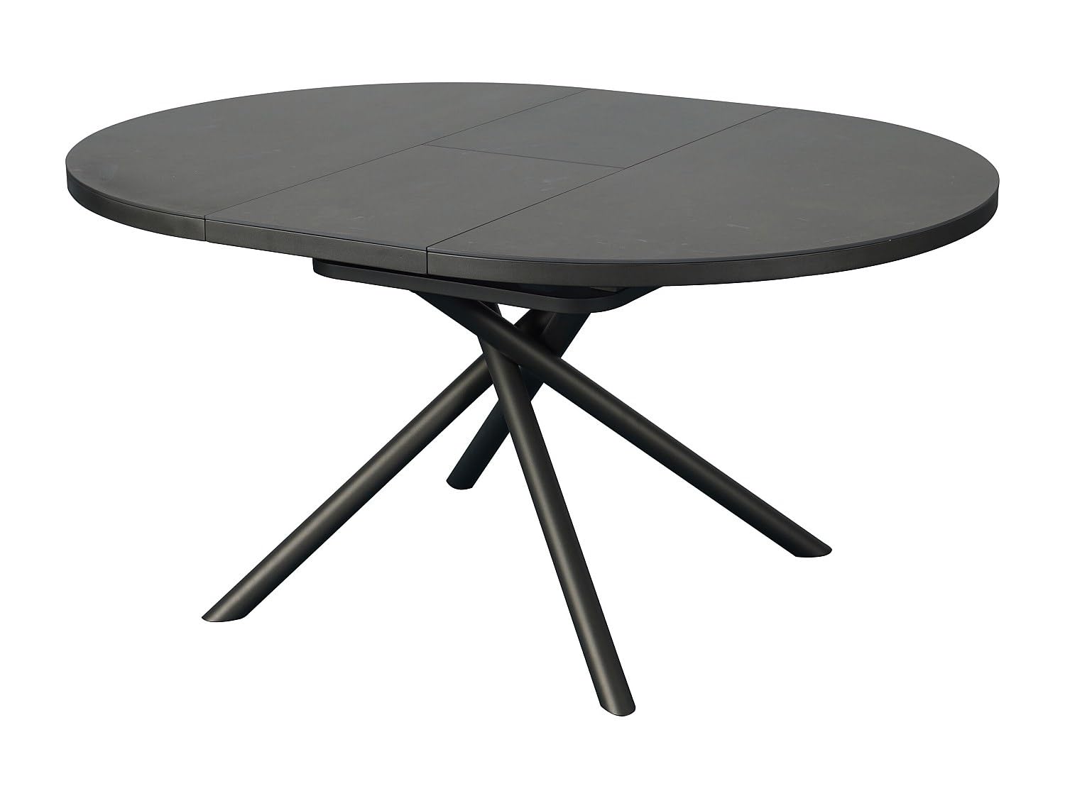 Vente-unique - Table à Manger Extensible 4 à 6 Personnes en céramique, MDF et métal - Effet marbre Marron et Gris - FEROLA