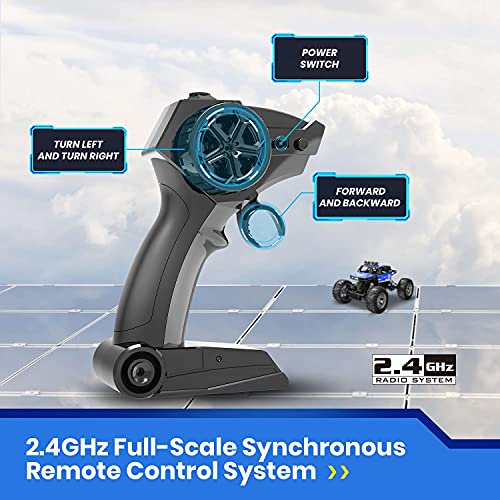 Holyton RC Cars, 4WD Remote Control Car, 1:16 Scale Off Road Monster Trucks High Speed 2.4GHz All Terrain, 2 Rechargeable Batteries Toy Crawlers Vehicles for Boys and Adults, 90+ Min Play, Blue