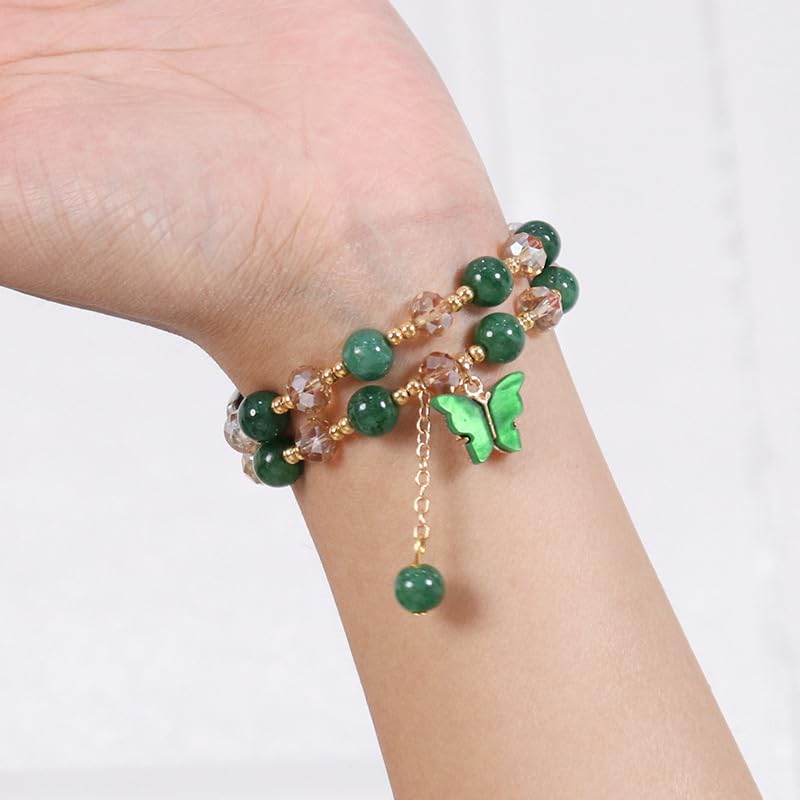 Gold Plated Jade Butterfly Crystal Glass Bracelet for Women Chinese Style Jade Bead Bracelet Gifts Useful4