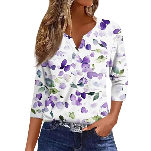 Camisa Blanca Mujer Blusas Fiesta Mujer Camisas Mujer Verano Camiseta Manga 3/4 Mujer Ropa Mujer Verano 2025 Top Sexy Mujer Oferta Flash del Tallas Grandes Mujer Camisetas Interior Mujer L