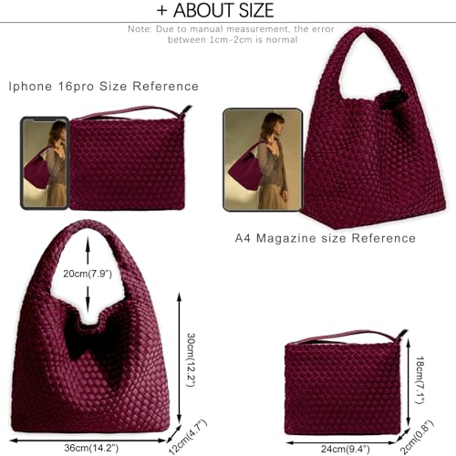 JINMANXUE Woven Purse for Women, Neoprene Top-handle Shoulder Bag, Hobo Tote, Travel Handbag, Wrist Bag For Work Shopping3