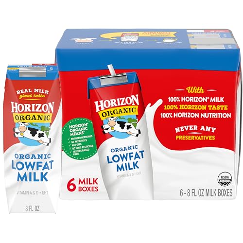 Horizon Organic Shelf Stable 1% Lowfat Milk Boxes, Pack of 6-8g Protein per Serving