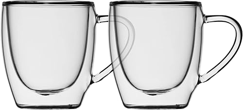 Miniatura 5 de Taza aislada de doble pared de vidrio, juego de 4 tazas/tazas para café, capuchino, café con leche, espresso, té, térmico, transparente, 2.5 fl oz