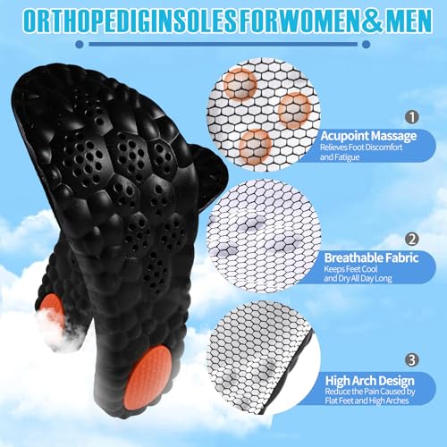 Image of 4D Cloud Steppers Insoles for Men and Women, Work Boot Cushioning Inserts | Memory Foam Super Soft Anti-Fatigue, Shock Absorption, Massage Relief Foot Pain, Arch Support (White M11-11.5 /W12-12.5)