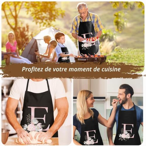 LECTNORE Tablier, Tablier Noir Pour Femme Tabliers De Cuisine Personnalisé Tablier Imperméable Tablier De Cuisine Tablier De Chef Pour Femme Homme (1pcs-E) – vue 5