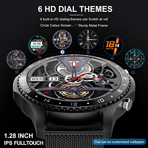 Smart Watch with Call,Health and Fitness Smartwatch with Heart Rate Blood Pressure SpO2 Monitor Sleep Tracker,App Message Reminder,Music Control,Waterproof Smart Watch for Android iOS Phone (Black)