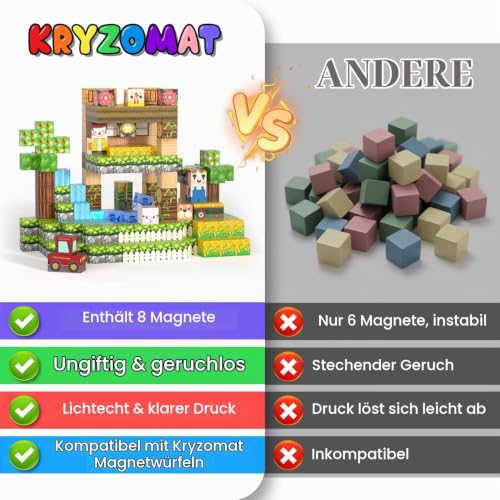 Kryzomat Magnetische Bausteine 150 PCS, Magnetbausteine Bauernhof Theme – Ansicht 4