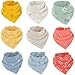 9pcs Baberos Bebe, Bandanas Bufanda Toalla de 100% algodón para Bebé Niños Recien Nacido, Bandana Bebé Babero Algodon Absorbente Suaves Para Sialorrea y Dentición (9pcs para Unisex)