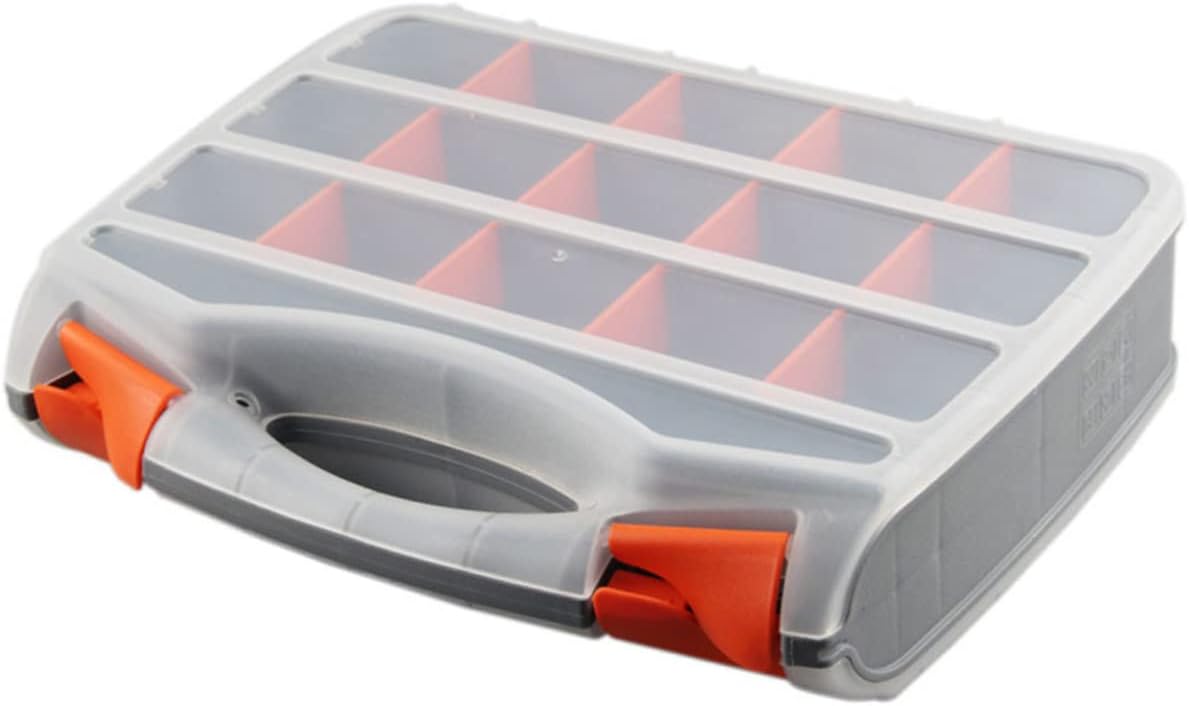 Dual-sided Plastic Storage Box Adjustable Dividers Portable Handheld Organizer for Screws and Electronic Components Tool Holder for Craft and Hardware Storage